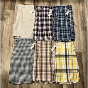 Bundle NWT Size 42 Waist Chaps Flat Front MultiColor Plaid Dress Shorts Lot Of 6